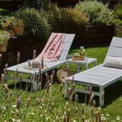 Kerama Bains De Soleil Et Chaises Longues Lot De 2 Grandes Chaises Longues En Aluminium Blanc Avec Roulettes -Fauteuils de jardin Soldes Boutique lot de 2 grandes chaises longues en aluminium blanc avec roulettes 7