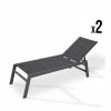 Kerama Bains De Soleil Et Chaises Longues Lot De 2 Grandes Chaises Longues En Aluminium Gris Anthracite -Fauteuils de jardin Soldes Boutique lot de 2 grandes chaises longues en aluminium gris anthracite