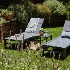 Kerama Bains De Soleil Et Chaises Longues Lot De 2 Grandes Chaises Longues En Aluminium Gris Anthracite -Fauteuils de jardin Soldes Boutique lot de 2 grandes chaises longues en aluminium gris anthracite 7