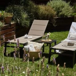 Kerama Bains De Soleil Et Chaises Longues Lot De 2 Grandes Chaises Longues En Aluminium Marron Avec Roulettes -Fauteuils de jardin Soldes Boutique lot de 2 grandes chaises longues en aluminium marron avec roulettes 7