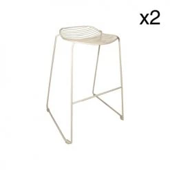Now’s Home Chaises De Jardin Lot De 2 Tabourets Outdoor En Métal Blanc H81,5cm