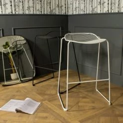 Now’s Home Chaises De Jardin Lot De 2 Tabourets Outdoor En Métal Blanc H81,5cm -Fauteuils de jardin Soldes Boutique lot de 2 tabourets outdoor en metal blanc h81 5cm 4