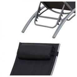 Happy Garden Bains De Soleil Et Chaises Longues Lot De 2 Transat En Textilène Noir Et Structure Grise -Fauteuils de jardin Soldes Boutique lot de 2 transat en textilene noir et structure grise 2