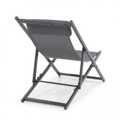 Oviala Bains De Soleil Et Chaises Longues Lot De 2 Transats En Aluminium Anthracite -Fauteuils de jardin Soldes Boutique lot de 2 transats en aluminium anthracite 4