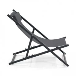 Oviala Bains De Soleil Et Chaises Longues Lot De 2 Transats En Aluminium Anthracite -Fauteuils de jardin Soldes Boutique lot de 2 transats en aluminium anthracite 5