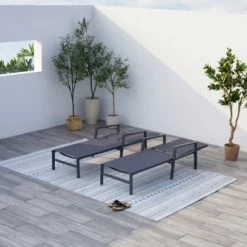 Concept Usine Bains De Soleil Et Chaises Longues Lot De 2 Transats En Aluminium Gris Foncé -Fauteuils de jardin Soldes Boutique lot de 2 transats en aluminium gris fonce 2