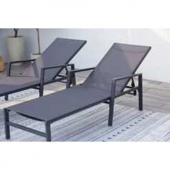 Concept Usine Bains De Soleil Et Chaises Longues Lot De 2 Transats En Aluminium Gris Foncé -Fauteuils de jardin Soldes Boutique lot de 2 transats en aluminium gris fonce 4