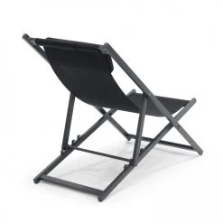 Oviala Bains De Soleil Et Chaises Longues Lot De 2 Transats En Aluminium Noir -Fauteuils de jardin Soldes Boutique lot de 2 transats en aluminium noir 3