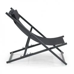 Oviala Bains De Soleil Et Chaises Longues Lot De 2 Transats En Aluminium Noir -Fauteuils de jardin Soldes Boutique lot de 2 transats en aluminium noir 5