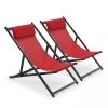 Oviala Bains De Soleil Et Chaises Longues Lot De 2 Transats En Aluminium Rouge 1 Oviala Bains De Soleil Et Chaises Longues Lot De 2 Transats En Aluminium Rouge -Fauteuils de jardin Soldes Boutique lot de 2 transats en aluminium rouge