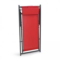 Oviala Bains De Soleil Et Chaises Longues Lot De 2 Transats En Aluminium Rouge -Fauteuils de jardin Soldes Boutique lot de 2 transats en aluminium rouge 3