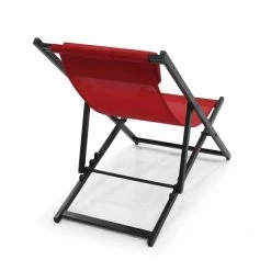 Oviala Bains De Soleil Et Chaises Longues Lot De 2 Transats En Aluminium Rouge -Fauteuils de jardin Soldes Boutique lot de 2 transats en aluminium rouge 4