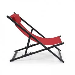 Oviala Bains De Soleil Et Chaises Longues Lot De 2 Transats En Aluminium Rouge -Fauteuils de jardin Soldes Boutique lot de 2 transats en aluminium rouge 5