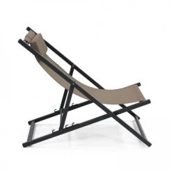 Oviala Bains De Soleil Et Chaises Longues Lot De 2 Transats En Aluminium Taupe -Fauteuils de jardin Soldes Boutique lot de 2 transats en aluminium taupe 2