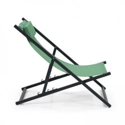 Oviala Bains De Soleil Et Chaises Longues Lot De 2 Transats En Aluminium Vert -Fauteuils de jardin Soldes Boutique lot de 2 transats en aluminium vert 5