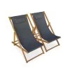 Alice's Garden Bains De Soleil Et Chaises Longues Lot De 2 Transats En Eucalyptus Et Textilène Gris Anthracite -Fauteuils de jardin Soldes Boutique lot de 2 transats en eucalyptus et textilene gris anthracite