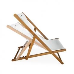 Alice's Garden Bains De Soleil Et Chaises Longues Lot De 2 Transats En Eucalyptus FSC Et Textilène Blanc -Fauteuils de jardin Soldes Boutique lot de 2 transats en eucalyptus fsc et textilene blanc 1