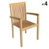 Happy Garden Lot De 4 Chaises De Jardin Empilables En Teck -Fauteuils de jardin Soldes Boutique lot de 4 chaises de jardin empilables en teck