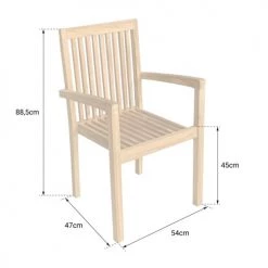 Happy Garden Lot De 4 Chaises De Jardin Empilables En Teck -Fauteuils de jardin Soldes Boutique lot de 4 chaises de jardin empilables en teck 3