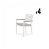 Kerama Chaises De Jardin Lot De 4 Chaises Empilables En Aluminium Blanc Avec Coussin -Fauteuils de jardin Soldes Boutique lot de 4 chaises empilables en aluminium blanc avec coussin