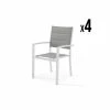 Kerama Chaises De Jardin Lot De 4 Chaises Empilables En Aluminium Blanc Et Textilène Gris -Fauteuils de jardin Soldes Boutique lot de 4 chaises empilables en aluminium blanc et textilene gris