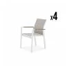 Kerama Chaises De Jardin Lot De 4 Chaises Empilables En Aluminium Blanc Textilène -Fauteuils de jardin Soldes Boutique lot de 4 chaises empilables en aluminium blanc textilene