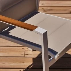 Kerama Chaises De Jardin Lot De 4 Chaises Empilables En Aluminium Blanc Textilène -Fauteuils de jardin Soldes Boutique lot de 4 chaises empilables en aluminium blanc textilene 4