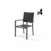 Kerama Chaises De Jardin Lot De 4 Chaises Empilables En Aluminium Et Textilène Gris Anthracite -Fauteuils de jardin Soldes Boutique lot de 4 chaises empilables en aluminium et textilene gris anthracite