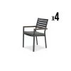 Kerama Chaises De Jardin Lot De 4 Chaises Empilables En Aluminium Gris Antracite Avec Coussin -Fauteuils de jardin Soldes Boutique lot de 4 chaises empilables en aluminium gris antracite avec coussin