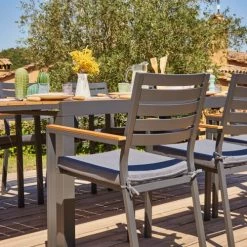 Kerama Chaises De Jardin Lot De 4 Chaises Empilables En Aluminium Gris Antracite Avec Coussin -Fauteuils de jardin Soldes Boutique lot de 4 chaises empilables en aluminium gris antracite avec coussin 3