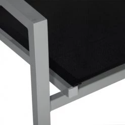 Happy Garden Chaises De Jardin Lot De 4 Chaises En Aluminium Gris Et Textilène Noir -Fauteuils de jardin Soldes Boutique lot de 4 chaises en aluminium gris et textilene noir 3