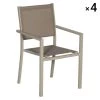 Happy Garden Chaises De Jardin Lot De 4 Chaises En Aluminium Taupe Et Textilène Taupe -Fauteuils de jardin Soldes Boutique lot de 4 chaises en aluminium taupe et textilene taupe
