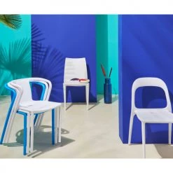 Oviala Chaises De Jardin Lot De 4 Chaises En Plastique Blanc -Fauteuils de jardin Soldes Boutique lot de 4 chaises en plastique blanc 2