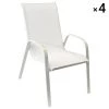 Happy Garden Chaises De Jardin Lot De 4 Chaises En Textilène Blanc Et Aluminium Blanc -Fauteuils de jardin Soldes Boutique lot de 4 chaises en textilene blanc et aluminium blanc