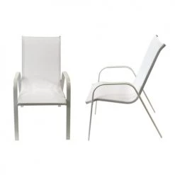Happy Garden Chaises De Jardin Lot De 4 Chaises En Textilène Blanc Et Aluminium Blanc -Fauteuils de jardin Soldes Boutique lot de 4 chaises en textilene blanc et aluminium blanc 2