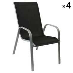 Happy Garden Chaises De Jardin Lot De 4 Chaises En Textilène Taupe Et Aluminium Blanc -Fauteuils de jardin Soldes Boutique lot de 4 chaises en textilene noir et aluminium gris 6