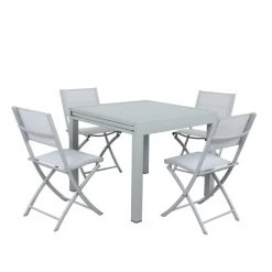 Avril Paris Chaises De Jardin Lot De 4 Chaises Pliables En Aluminium Argent -Fauteuils de jardin Soldes Boutique lot de 4 chaises pliables en aluminium argent 3