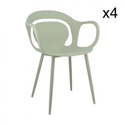 Now’s Home Chaises De Jardin Lot De 4 Fauteuils De Table Vert Tilleul