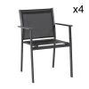 Now’s Home Fauteuils De Jardin Lot De 4 Fauteuils Empilables En Aluminium Noir