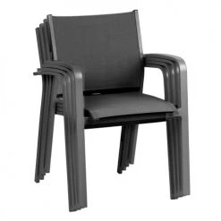 Now’s Home Fauteuils De Jardin Lot De 4 Fauteuils Empilables En Aluminium Noir -Fauteuils de jardin Soldes Boutique lot de 4 fauteuils empilables en aluminium noir 2