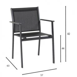 Now’s Home Fauteuils De Jardin Lot De 4 Fauteuils Empilables En Aluminium Noir -Fauteuils de jardin Soldes Boutique lot de 4 fauteuils empilables en aluminium noir 3