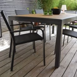 Homifab Lot De 6 Chaises De Jardin En Aluminium Anthracite Et Textilène -Fauteuils de jardin Soldes Boutique lot de 6 chaises de jardin en aluminium anthracite et textilene 2