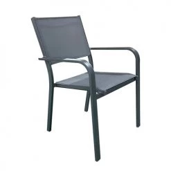 Homifab Lot De 6 Chaises De Jardin En Aluminium Anthracite Et Textilène -Fauteuils de jardin Soldes Boutique lot de 6 chaises de jardin en aluminium anthracite et textilene 3