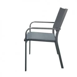 Homifab Lot De 6 Chaises De Jardin En Aluminium Anthracite Et Textilène -Fauteuils de jardin Soldes Boutique lot de 6 chaises de jardin en aluminium anthracite et textilene 4