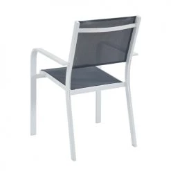 Homifab Lot De 6 Chaises De Jardin En Aluminium Blanc Et Textilène -Fauteuils de jardin Soldes Boutique lot de 6 chaises de jardin en aluminium blanc et textilene 4