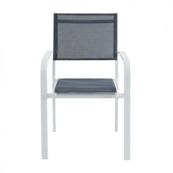 Homifab Lot De 6 Chaises De Jardin En Aluminium Blanc Et Textilène -Fauteuils de jardin Soldes Boutique lot de 6 chaises de jardin en aluminium blanc et textilene 5