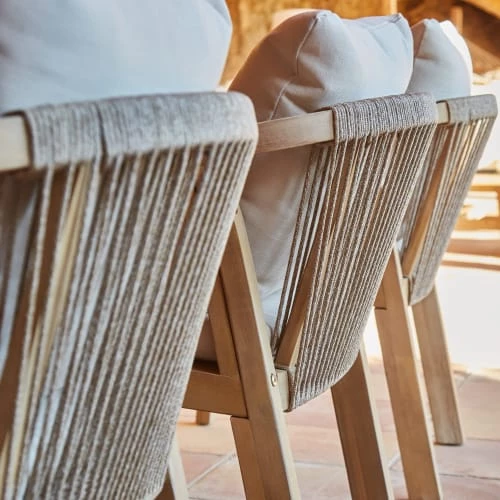 Kerama Lot De 6 Chaises De Jardin En Bois D'acacia Et En Corde Tressée 4 Kerama Lot De 6 Chaises De Jardin En Bois D'acacia Et En Corde Tressée – Image 2