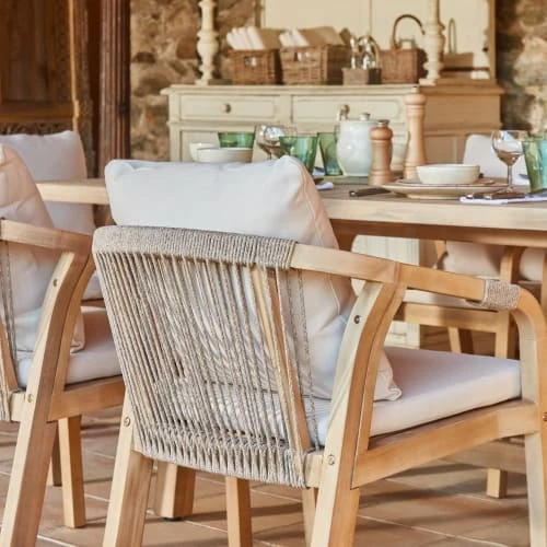 Kerama Lot De 6 Chaises De Jardin En Bois D'acacia Et En Corde Tressée 6 Kerama Lot De 6 Chaises De Jardin En Bois D'acacia Et En Corde Tressée – Image 4