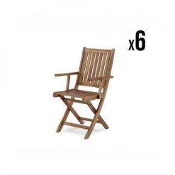 Kerama Lot De 6 Chaises De Jardin Pliante En Bois