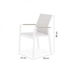 Kerama Chaises De Jardin Lot De 6 Chaises Empilables En Aluminium Blanc En Textilène -Fauteuils de jardin Soldes Boutique lot de 6 chaises empilables en aluminium blanc en textilene 5
